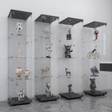 Yoluckea Glass Cabinet, 4 Shelves Glass Display Cabinet with Door, Curio Cabinet Collection Glass Display Case for Home Office, Floor Standing Bookshelf Corner Cabinet for Book, Toys, Glory(Black) Yoluckea