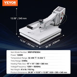 VEVOR Heat Press, 15"x15" T-Shirt Press Machine with Quick Heat-Up, Digital Power Industrial Sublimation for Vinyl Transfer, Efficient High Pressure Device, White VEVOR