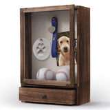 Pet Memorial Shadow Box with Drawer, Alphanumeric Molds & Air-Dry Clay, Deep Wooden Display Case for Dog Collar, Toys, Photos, Keepsakes, 11x16x3.7 Inch Frame for Custom Pet Memorial Gifts VAULTUSCN