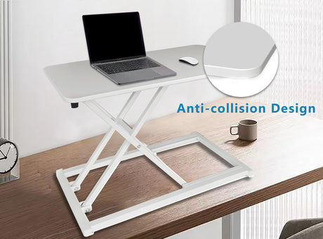Aconcept Extra-Slim 24 x 14 White Lift Standing Desk Converter, Manual Adjustable Height Sit Stand up Desk Riser, Compact for Monitor or Laptop Workstation Aconcept