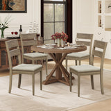 COLAMY Farmhouse Dining Chairs Set of 4, Upholstered Kitchen Chairs with Ladder Back, Modern Wood Side Dining Room Chairs with Wooden Legs for Rustic Restaurant, Light Brown COLAMY