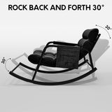 lavimiya Rocking Papasan Chair, Indoor Outdoor Patio Rocking Chairs, Double Papasan Chair with Cushion, Oversized Modern Rocker Chairs for Living Room, Bedroom, Porch, Garden Black lavimiya