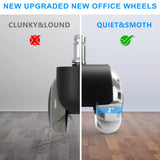 Office Chair Caster Wheels (Set of 5),Heavy-Duty Chair Wheels Support 2200lbs,Mute Rubber Chair Casters for Hardwood Floors and Carpet,2 Inch Universal Fit (Black) Omyoffice
