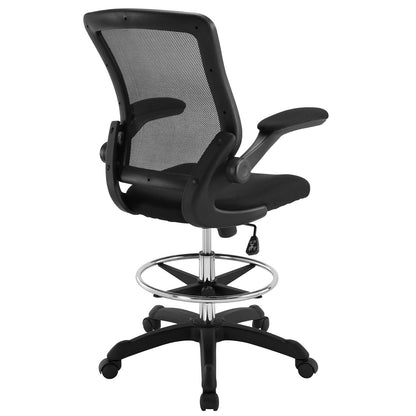 Modway Veer Reception Desk Flip-Up Arm Drafting Chair in Black