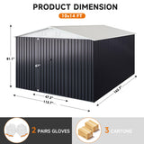 Polar Aurora 10x14 FT Outdoor Storage Shed, Metal Garden Shed with Updated Frame Structure, Tool Sheds for Backyard Garden Patio Lawn White Polar Aurora