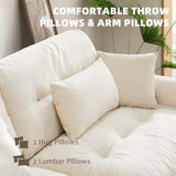 SoarTalent 93.7" Modern Oversized Modular Sectional Sofa 2-Seater Loveseat L-Shaped Cloud Couch with Ottoman,Pillows and Overthick Cushion for Living Room,Home Theater,Apartment,Velvet,Beige SoarTalent