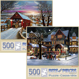 Bits and Pieces – Value Set of Two 500 Piece Jigsaw Puzzles for Adults – The Joys of Christmas, Winter Holiday Jigsaw Puzzles by Artist H. Hargrove, Completed Puzzle Size: 18" x 24" Bits and Pieces