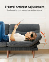 75″ Futon Sofa Bed, 3-in-1 Futon Couch w/Adjustable Backrest & Armrests, Corduroy Convertible Sleeper Sofa Bed, Folding Sleeper Recliner w/Removable Cushion for Apartment, Living Room, Office,Grey AMADA HOMEFURNISHING