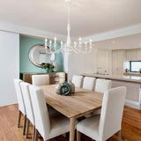 MRHYSWD Distressed White French Country Chandelier 8 Lights Rustic Farmhouse Chandelier for Dining Room Light Fixture Candle Pendant Lights Handmade Wood Chandeliers for Living Room Bedrooms Kitchen MRHYSWD