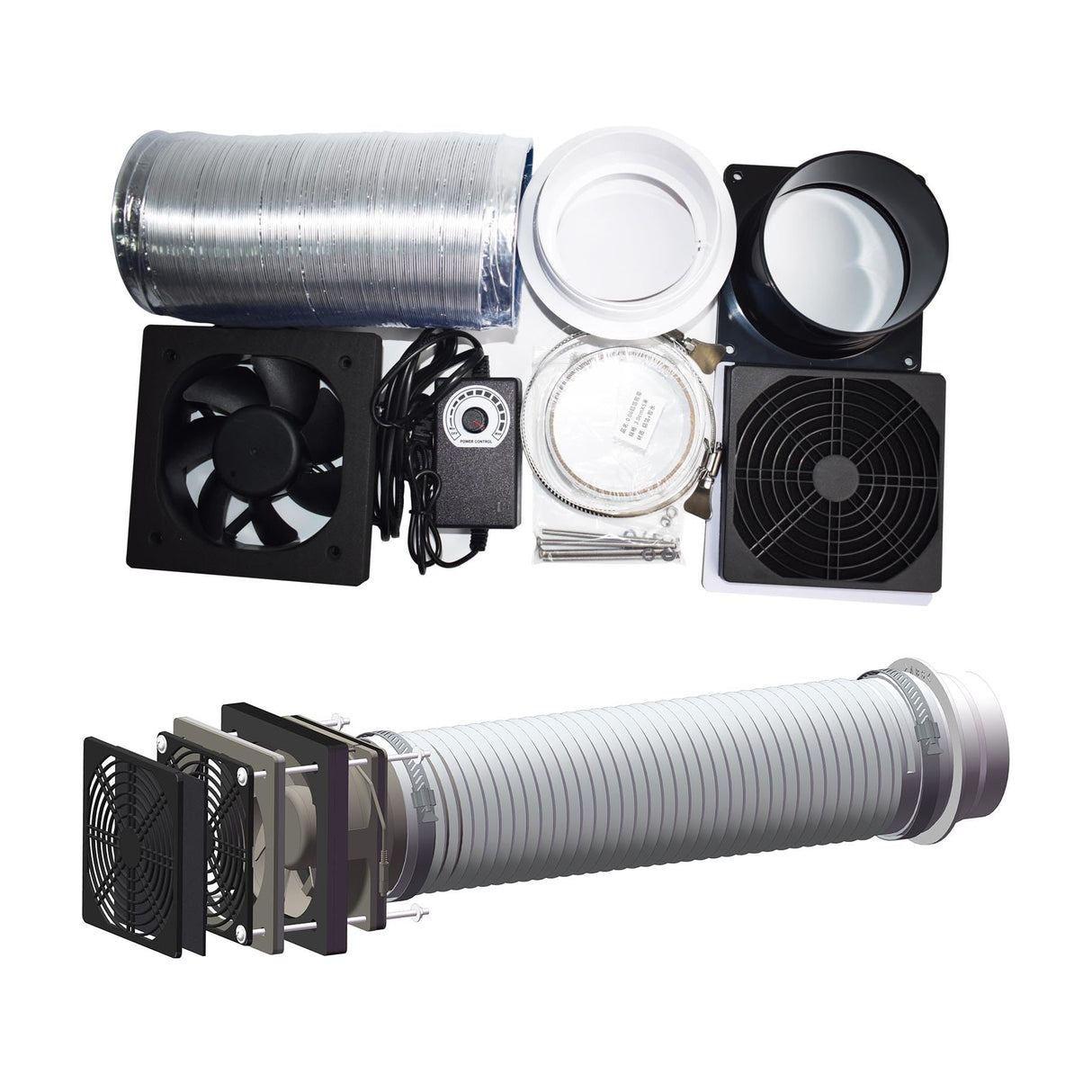 FUNGDO 3D Printer Enclosure Ventilation kit with 4 inch Exhaust Fan Fume Extractor Smoker Absorber Eliminate 3D Printing Resin Smell FUNGDO