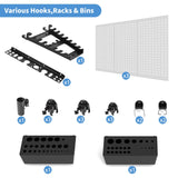 Ultrawall Peboard Storage Organizer, 48x36 inch Pegboard Wall Organizer, Metal Garage Peg Board with Toolboard, Utility Hooks, Overhead Shelf, 105pcs Ultrawall