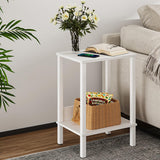End Table, Side Table, Set of 2, Nightstands with 2-Tier Storage Shelves, Sofa Table for Small Space, Coach Table for Living Room Bedroom, White UTBT101W2 VIMBER