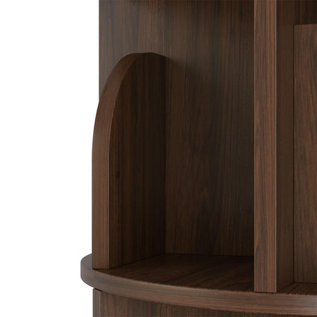 YOWOS Rotating Bookshelf, Small Corner Bookshelf for Small Space, 360 Display Floor Standing Bookcase Storage Rack, Wood Narrow Book Shelf Organizer for Bedroom, Living Room (Walnut, 2 Tiers) YOWOS