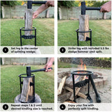 Blue Home XL Kindling Splitter — with 5.5 Lbs Sledge Hammer — Easy Portability — Manual Log Splitter (XL Kindling Splitter) BH Blue Home