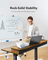 HUANUO 55″ x 26″ Electric Standing Desk with 2 Drawers, C-Clamp Mount Compatible, Height Adjustable Computer Desk, Home Office Stand Up Desk with 4 Preset Heights & 2 Hooks, Vintage Brown HUANUO