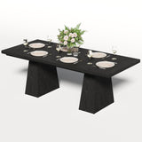 LITTLE TREE Dining Table for 6 People, Wooden Dining Table, Rectangle Table with Heavy Duty Legs, Modern Dining Table for Kitchen, Dining Room, Black LITTLE TREE