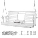 VEVOR Wooden Porch Swing 5 ft, Patio Bench Swing for Courtyard & Garden, Upgraded 880 lbs Strong Load Capacity, Heavy Duty Swing Chair Bench with Hanging Chains for Outdoors, White VEVOR