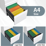 Allouncer 3 Drawer Filing Cabinet with Lock, File Cabinets for Home Office, Locking File Cabinet, Under Desk Mobile File Cabinet for A4-Size/Letter-Size/Legal-Size, White Allouncer