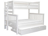 Bedz King BK961EL-Trundle Bunk Bed, Twin over Full, White Bedz King