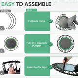HYD-Parts 40" Foldable Fitness Trampoline for Adults with 32 Bungee Cords 450lbs, Portable Exercise Mini Trampoline, Small Rebounder Indoor/Outdoor, Quiet Workout Equipment HYD-Parts