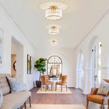 VIOLOEMI Crystal Gold Semi Flush Mount Ceiling Light Modern Hallway Light Fixture Metal Close to Ceiling Lamp for Kitchen Living Room Bathroom Entryway Bedroom(10.63 inch) VIOLOEMI