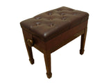 CPS Imports Genuine Leather Adjustable Artist Piano Bench Stool in Walnut with Music Storage CPS Imports