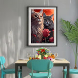 Amz Camel DIY 5D Diamond Art Kits for Adults, 30x40cm Two Cats with Roses Crystal Bead Painting, Modern Artwork for Relaxation and Gift Giving Amz Camel