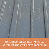 VEIKOU 8 x 10FT Storage Shed with Thickened Galvanized Steel, Outdoor Storage Shed with Lockable Door & Air Vents, Garden Tool Metal Shed for Patio Garage Yard, Grey VEIKOU