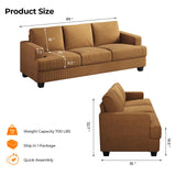 COPIAE 89 Inch Sofa with Extra Deep Seats Oversize, 3 Seater Sofa for Living Room, Modern Couch and Sofa, Comfy Armrests and Seats and Backrests, Easy Installation, Corduroy Fabric Ginger Yellow COPIAE