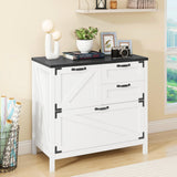 Lateral File Cabinet with 4 Drawers Farmhouse File Cabinet for Letter/Legal/A4 Size Hanging Files, Large Wood File Storage Cabinets Printer Stand for Home Office Cabinet, White and Black Halitaa