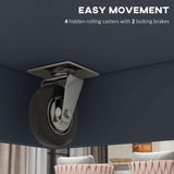 HOMCOM Rolling Kitchen Island with Drop Leaf Wood Breakfast Bar, Farmhouse Kitchen Cart with 2 Drawers, Adjustable Shelves for Dining Room, Dark Gray HOMCOM