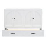 Harper & Bright Designs Queen Size Murphy Bed, Wood Queen Murphy Bed with Large Drawers, White Harper & Bright Designs