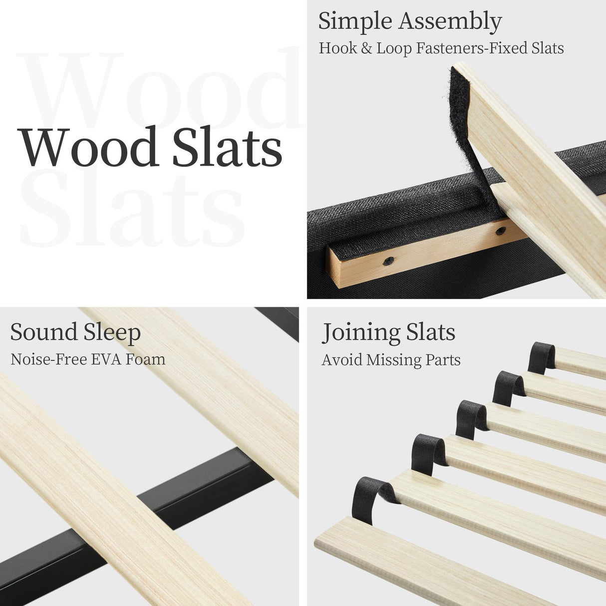 Yaheetech Dark Gray Upholstered King Bed Frame with Wing Design and Wooden Slat Support Yaheetech