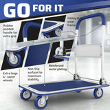 Upgraded Foldable Push Cart Dolly | 660 lbs. Capacity Moving Platform Hand Truck | Heavy Duty Space Saving Collapsible | Swivel Push Handle Flat Bed Wagon - Blue Lifetime Appliance Parts