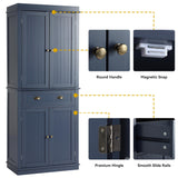 LOUVIXA 72" Kitchen Pantry Storage Cabinet, Freestanding Cupboard with 2 Cabinets, Drawer and Adjustable Shelves, Tall Storage Cabinet for Kitchen, Dinning Room, Living Room in Grey Blue LOUVIXA
