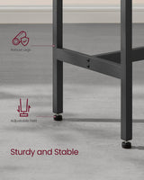 VASAGLE Narrow Rustic Brown Bar Table with Sturdy Metal Frame – High Pub Table for Small Spaces VASAGLE