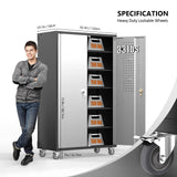 VINGLI Upgraded Wide & Deep Garage Storage Cabinet, Metal Storage Cabinet with Pegboards, Wheels, Locking Doors and Adjustable Shelves (Black & Silver, 43''W x 20''D x 72''H) VINGLI
