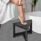 ENKEZI Shower Foot Rest 12 in - Shower Seat for Inside Shower - Shower Bench, Shower Stool for Shaving Legs, Corner Stool Suitable for Small Shower Spaces (Rustic Black) ENKEZI