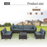 LEVELEVE 7 Pieces Outdoor Patio Furniture Sets,Rattan Conversation Sectional Set,Manual Weaving Wicker Patio Sofa with Tea Table LEVELEVE