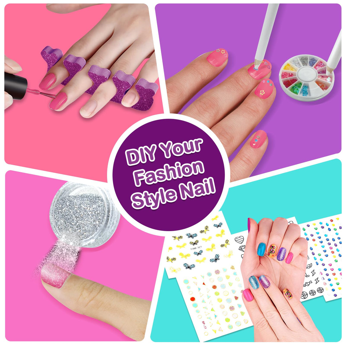 Combaybe Kids Nail Polish Set for Girls - Girls Toys 8-10 - Nail Art Kit for Kids Ages 7-12, Non toxic Nail Polish Kids Nail Kit Girl Stuff for Spa Manicures, Idea Birthday Gift for Girls 8 9 10 12 Combaybe