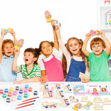 24Pcs Princess Party Favors Birthday Supplies Decorations-Cards with Art Crafts Castle Fairies DIY Wooden Painting Craft Kits Thank You for Coming Gifts Bulk Goodie Bags Stuffers Prizes for Kids Girls Yiaoyinnz