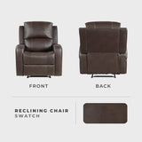 Lexicon Manual Reclining Chair, Top Grain Leather Match Wall Hugger Recliner Chair, Tab Pull Reclining, High Density Foam Over Pocket Coils, for Living Room/Reading Nook/Bedroom, Brown Lexicon
