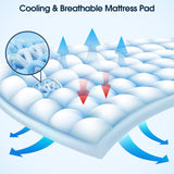 Queen Mattress Topper, CYMULA Cooling Mattress Pad Cover PillowTop for Bed Back Pain, Extra Thick Mattress Protector Firm Soft Floor Fill Overfilled with 8-21 Inch Deep Pocket, 60"x80"White CYMULA