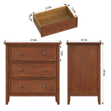 IKENO Nightstand with 3 Drawers and Charging Station, Solid Wood Nightstand Organizer for Bedroom IKENO