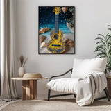 PUAGEMTI Beach Ukulele Diamond Painting Kits, Music 5D Diamond Painting Kits for Adults Beginner DIY Full Drill Sparkling Diamond Painting Kit Embellish The Room 12x16 INCH PUAGEMTI