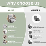 Oversized Rocking Chair Nursery with Adjustable Headrest, 26" Extra Wide Glider Recliner Nursery Chair for Nursery, 360° Swivel Rocker Recliner with Overstuffed Armrest， Light Grey RUTOX