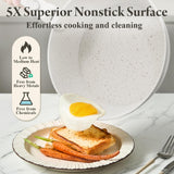 Bazova 19 Pcs Pots and Pans Set Non Stick Ceramic Cookware Set with Removable Handles, Non Toxic Induction Kitchen Cookware Sets RV Cookware,Dishwasher/Oven Safe PFAS/PTFE/PFOA Free Cream White bazova