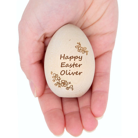 Palmetto Wood Shop Personalized Engraved Wooden Easter Egg, Baby Birth Announcement, Multiple Colors, Custom Easter Decoration (Natural, 2.5") Palmetto Wood Shop