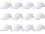 Gelante Plain Blank Baseball Caps Adjustable Back Strap Wholesale LOT 12 Pack 001-White Gelante