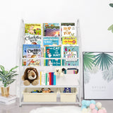 aboxoo Metal Kids Bookshelf Freestanding for Children Room 25 inches Toddler White Bookcase Toy Organizer Stable Bookcase Bookstore Library Book Unit Storage for Small Place aboxoo